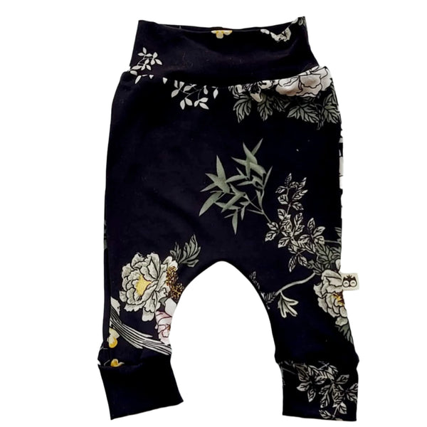 Baby Leggings - Black with floral